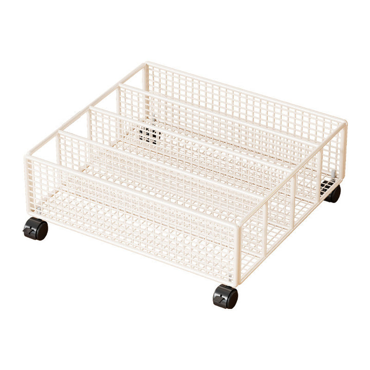 Under-Bed Metal Mesh Shoe Drawer Organizer with Multi-Compartment Dividers