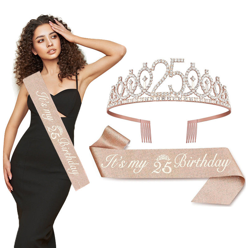 Ladies Crystal Princess Crown with 30 & Fabulous lettering Stornfield