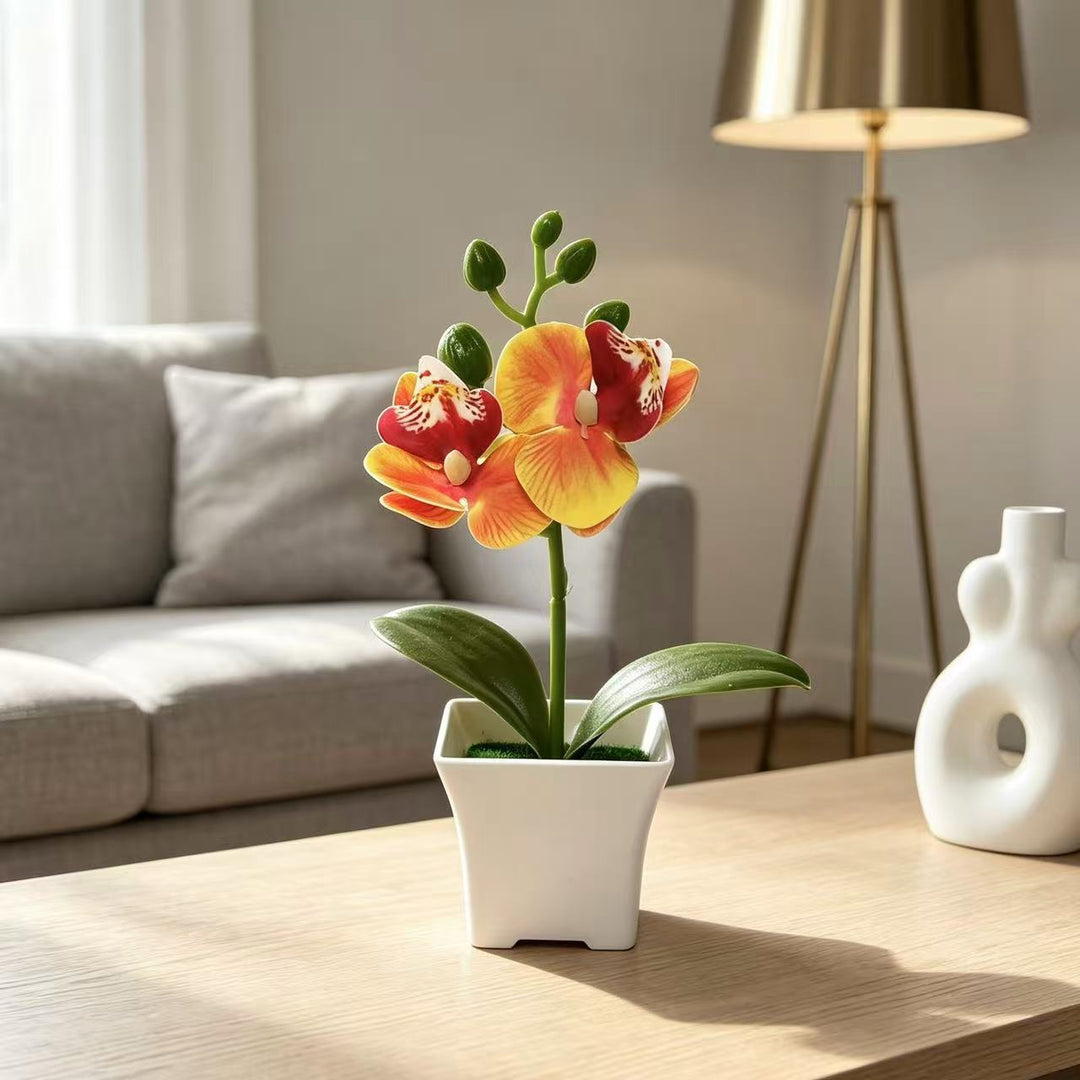 Elegant Artificial Orchid Plant Display for Indoor Decor
