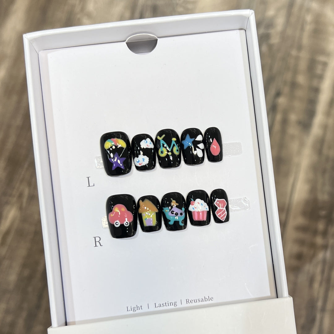 Whimsical Cartoon-Themed Press-On Nail Set Stornfield