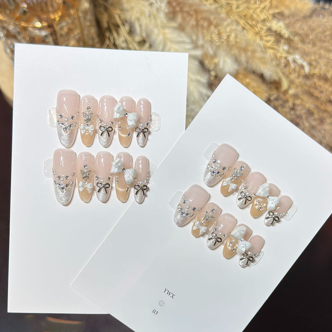 Glamorous Bow-Embellished Press-On Nail Art Set Stornfield