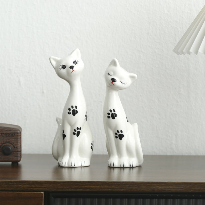 Playful Ceramic Cat Figurine Set Stornfeild