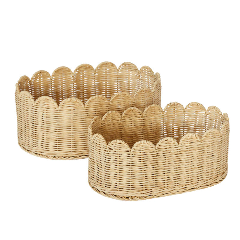 Decorative Scalloped Woven Storage Basket Stornfield 1787892970