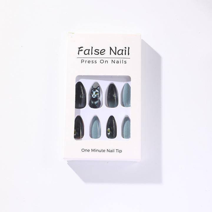 Stylish cat motif artificial nails Stornfield