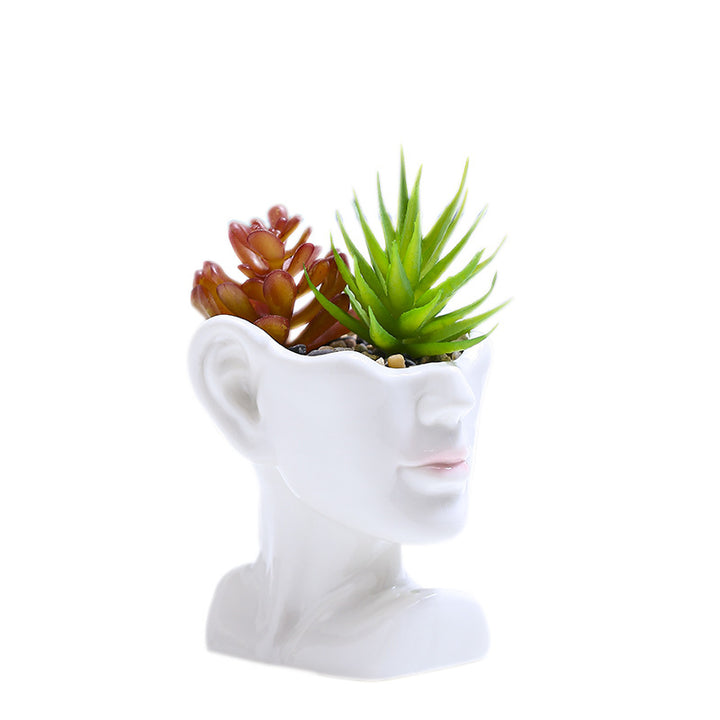 Artistic Head-Shaped Ceramic Succulent Planter Stornfeild