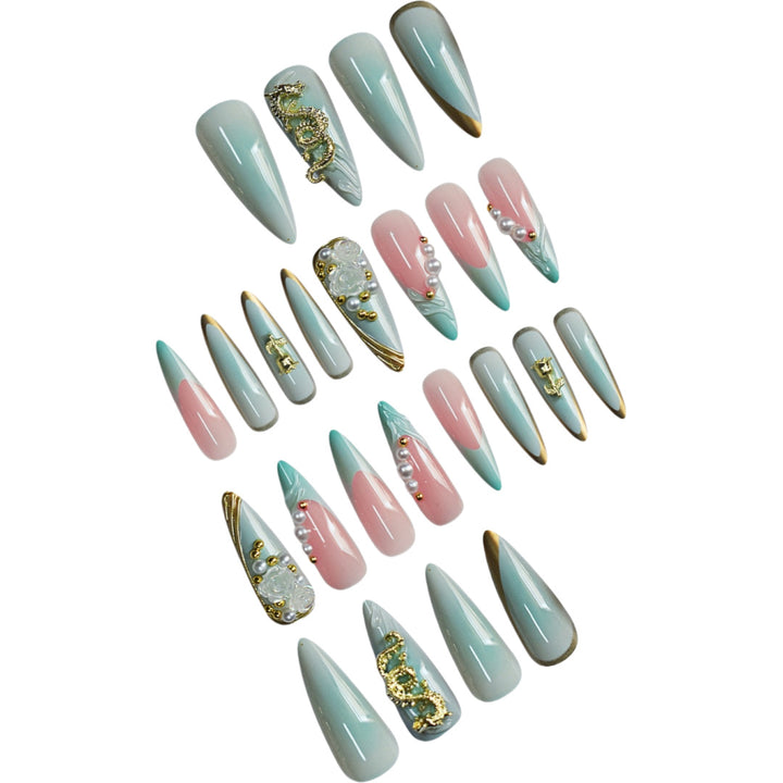 Decorative Stiletto Press-On Nail Art Extensions Stornfield