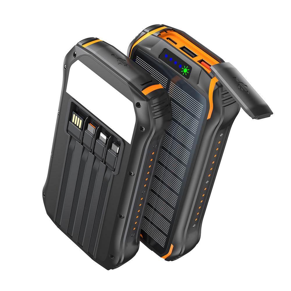 Portable solar power bank with multifunctional charging ports and robust housing Stornfield