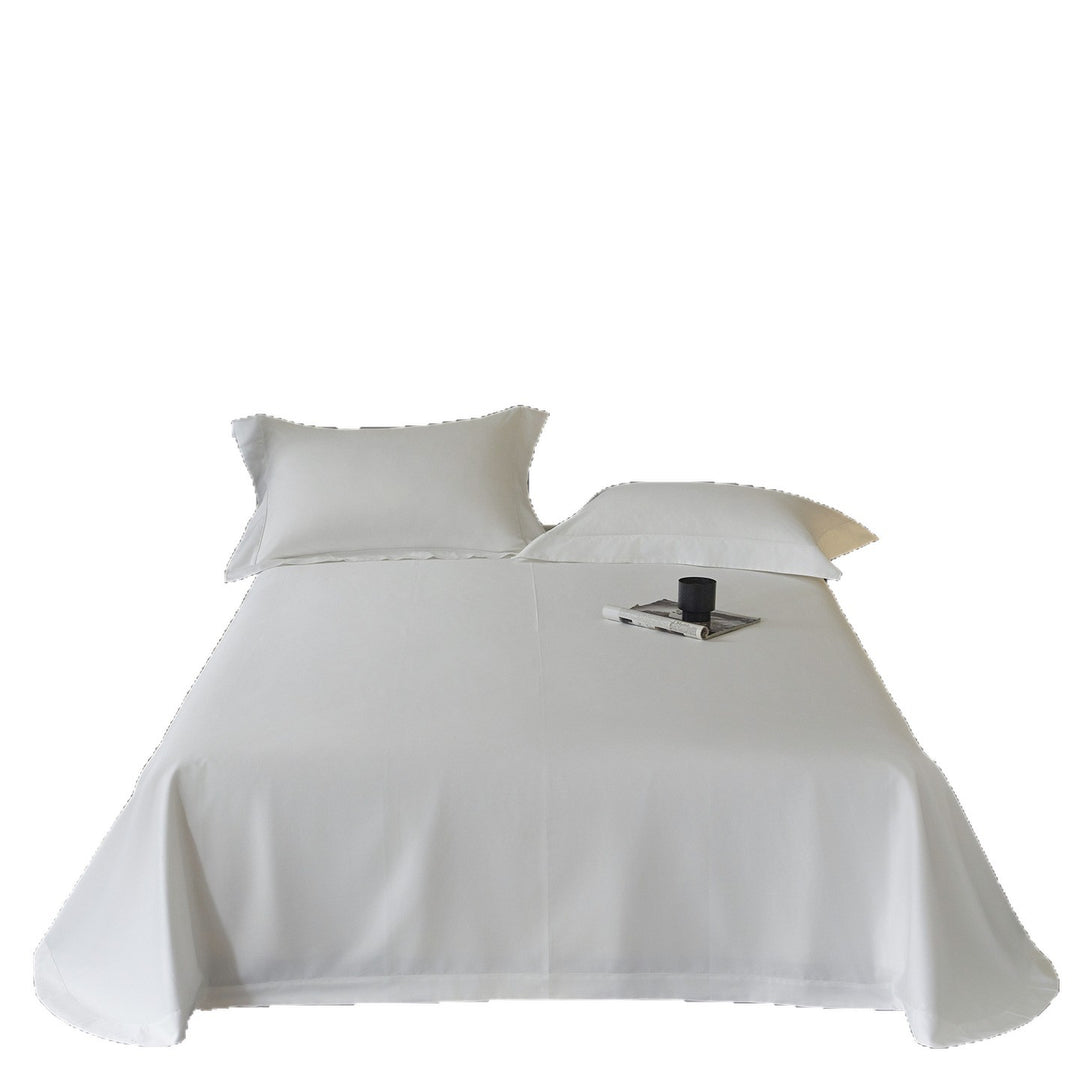 Smooth Cotton-Sateen Flat Sheet and Oxford Pillowcase Set Hotel-Style Silky Finish