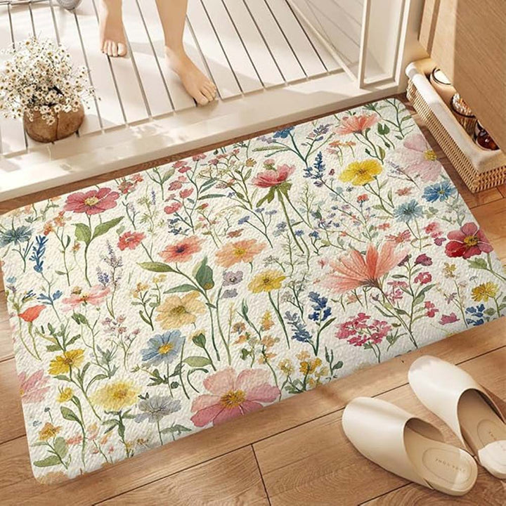 Floral Pattern Anti-Fatigue Bath Mat