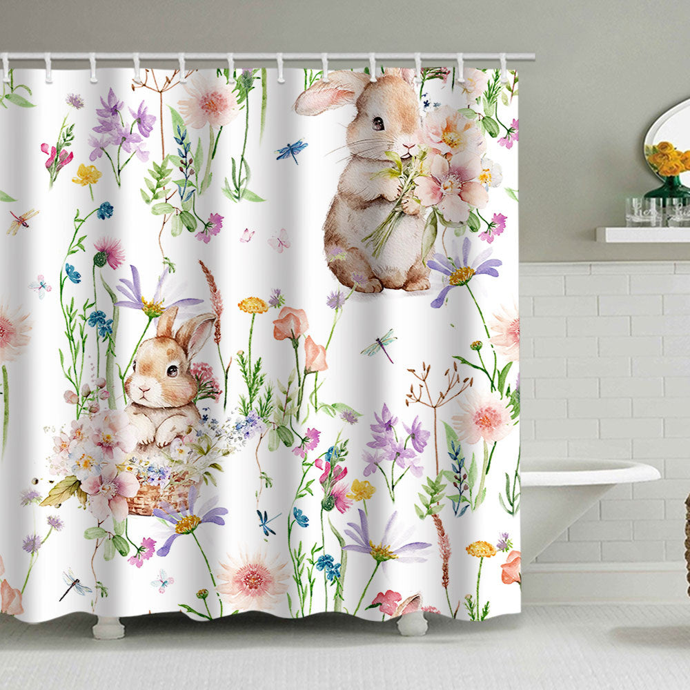 Whimsical Bunny Print Shower Curtain Stornfield