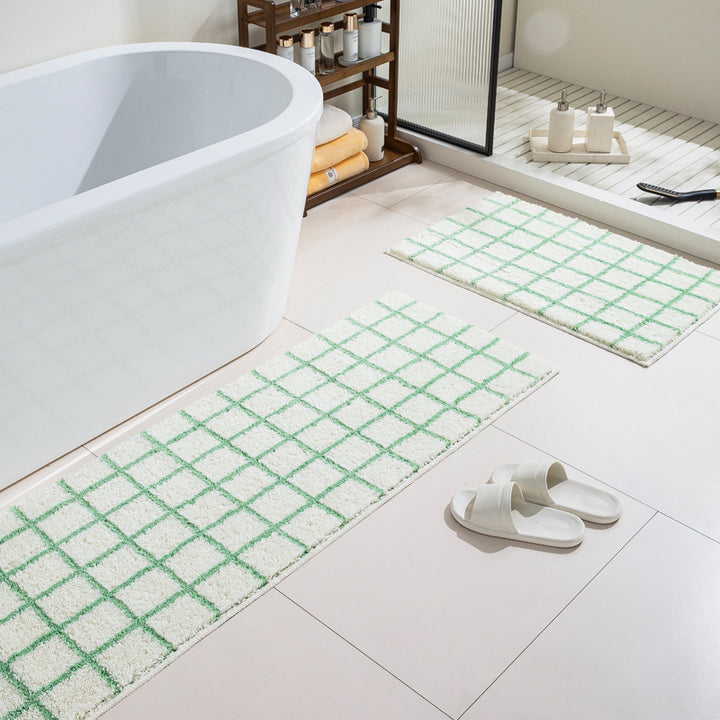 Soft Plush Checkered Bath Runner