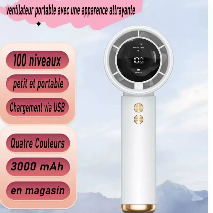 Ladies handheld fan with digital speed control and LED display Stornfield