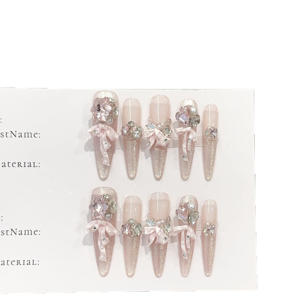 Sparkling Rhinestone-Embellished Press-On Nail Art Kit