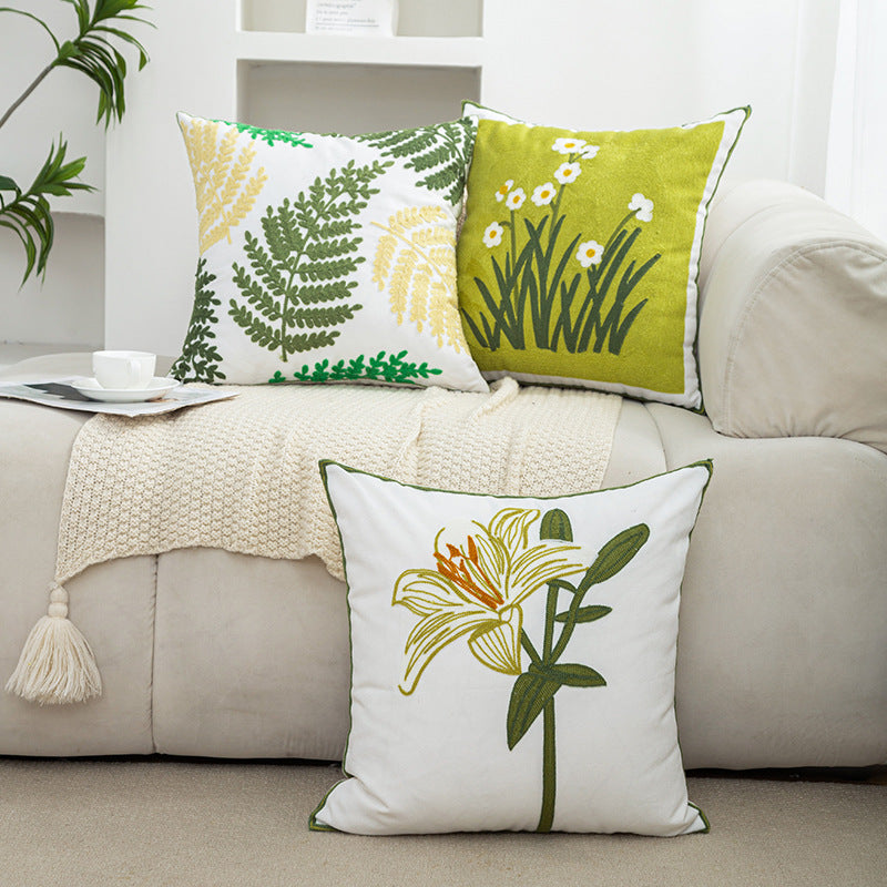 Women Decorative Cushion Cover with Fine Floral Embroidery Stornfield