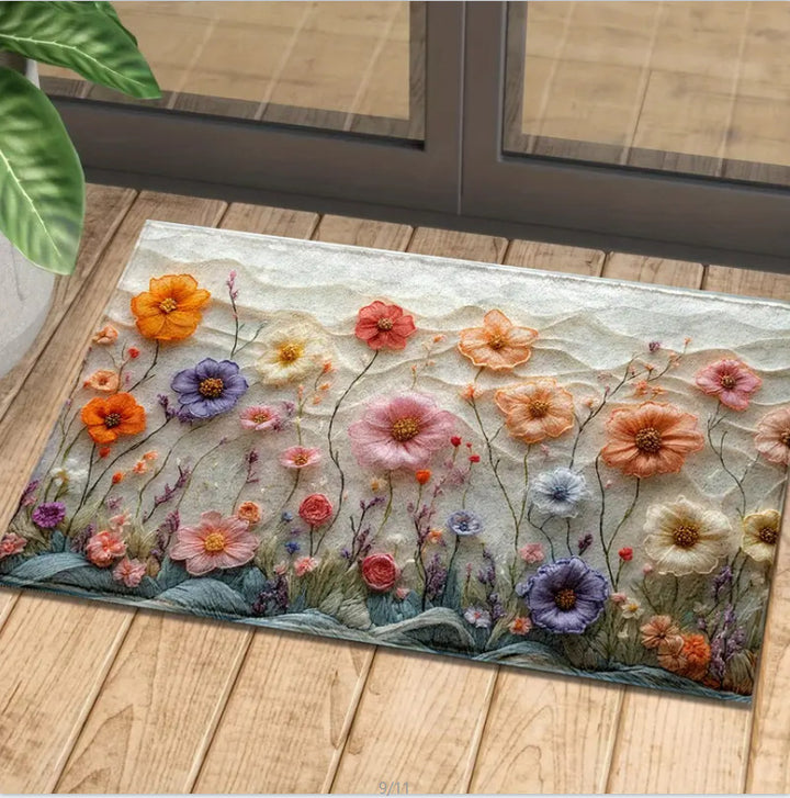 Decorative Floral Area Mat Stornfield