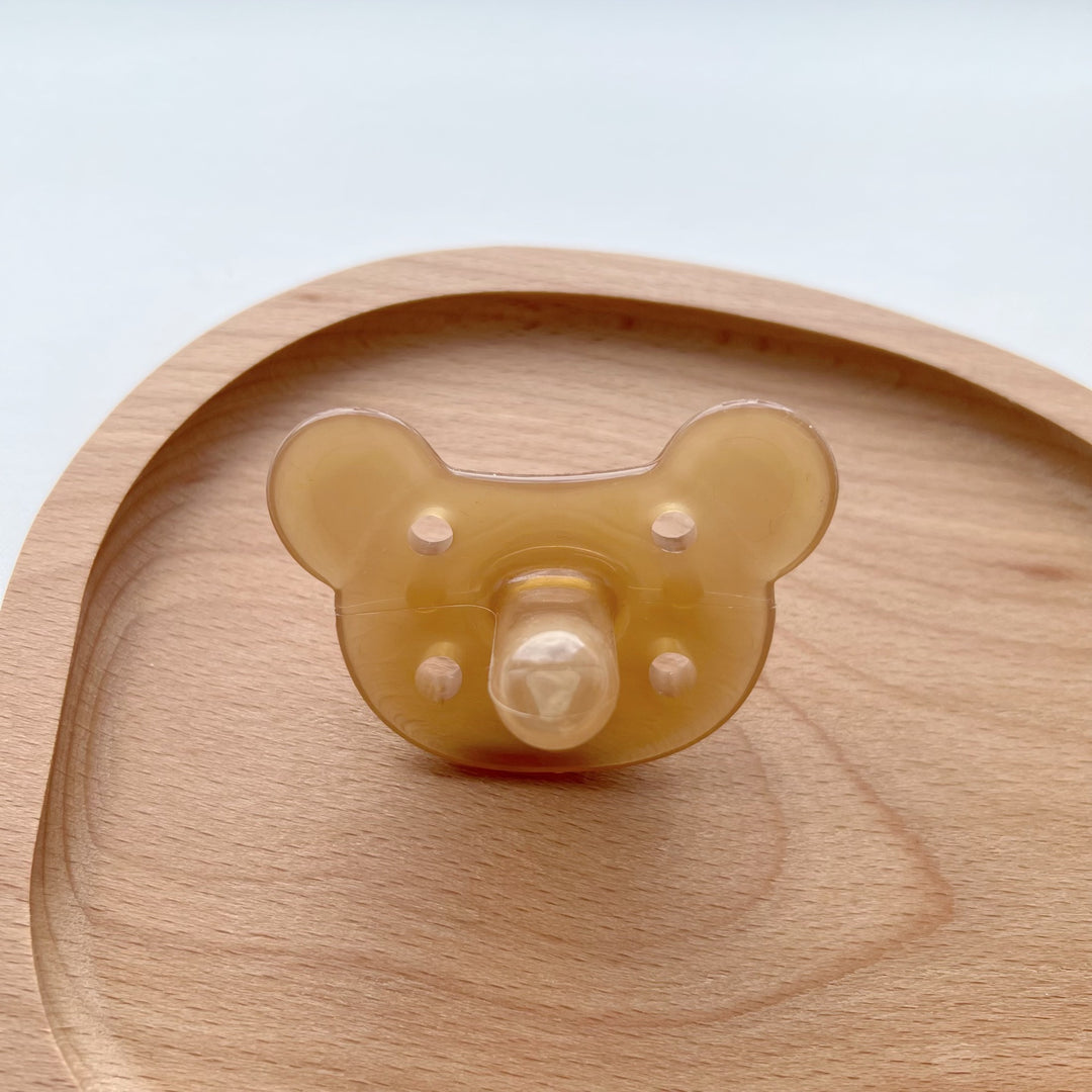 Orthodontic Clear Silicone Baby Pacifier with Bear-Shaped Shield