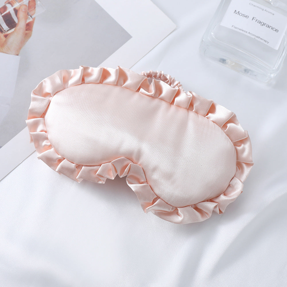 Women's nan satin-gloss eye mask with ergonomic contour, frilled ruffle edge, and gentle padding Stornfield