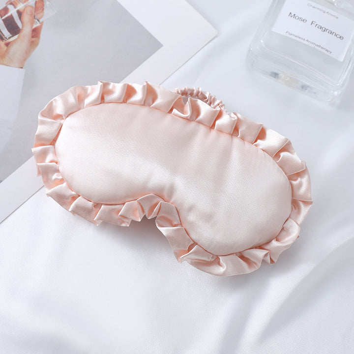 Women's nan satin-gloss eye mask with ergonomic contour, frilled ruffle edge, and gentle padding Stornfield