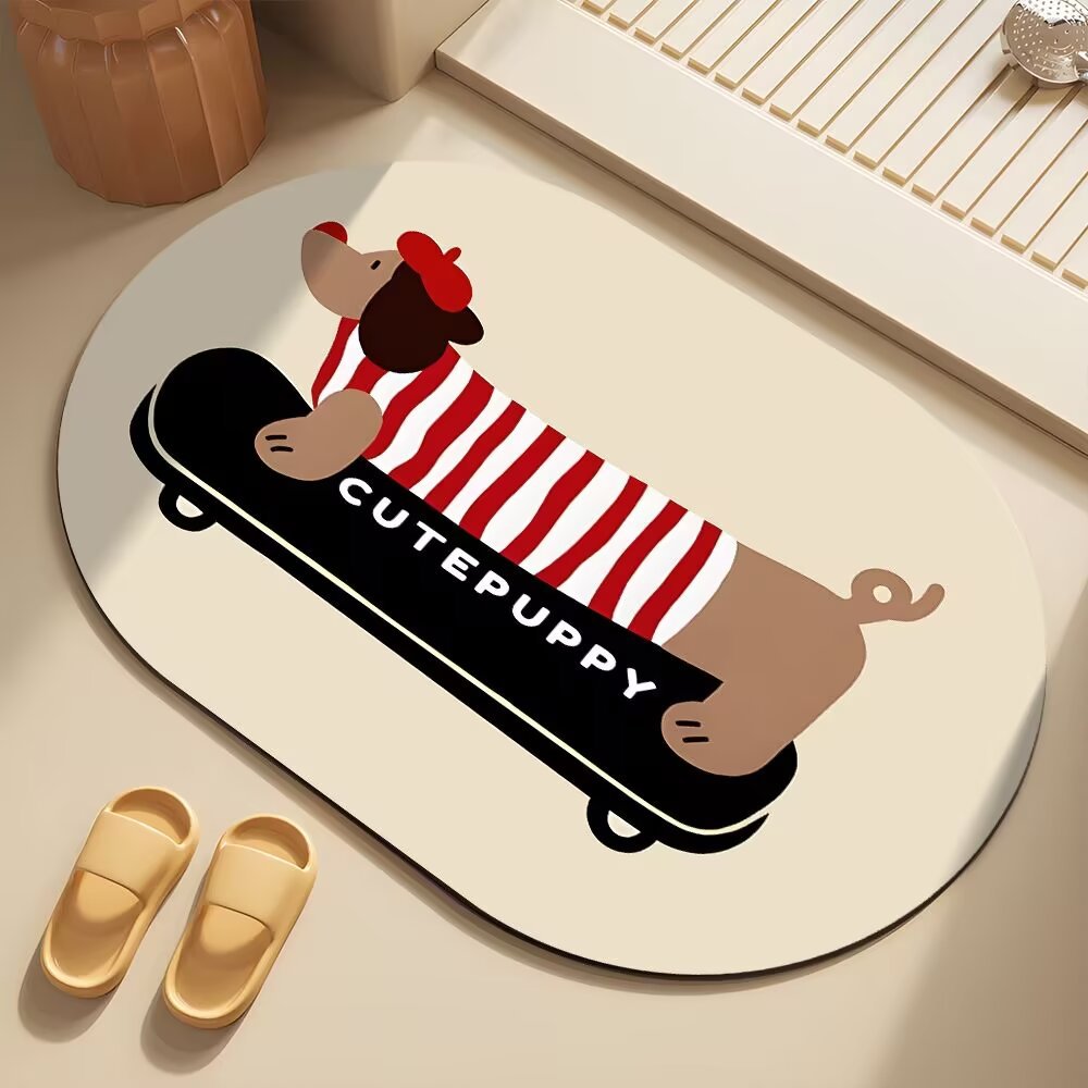 Whimsical Dog-Themed Bath Mat