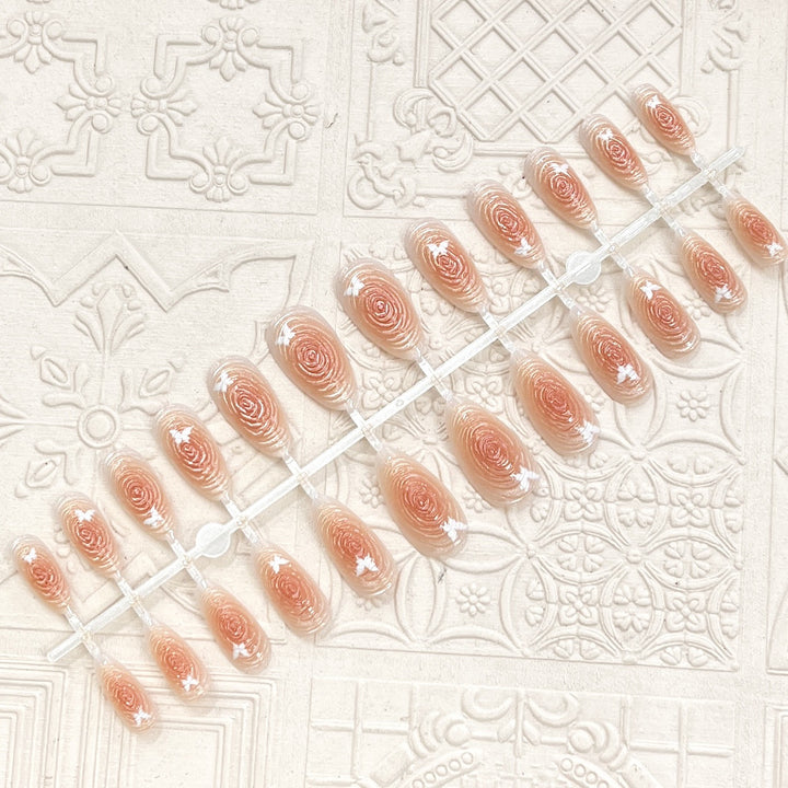 Artistic Floral-Accent Press-On Nail Set Stornfield