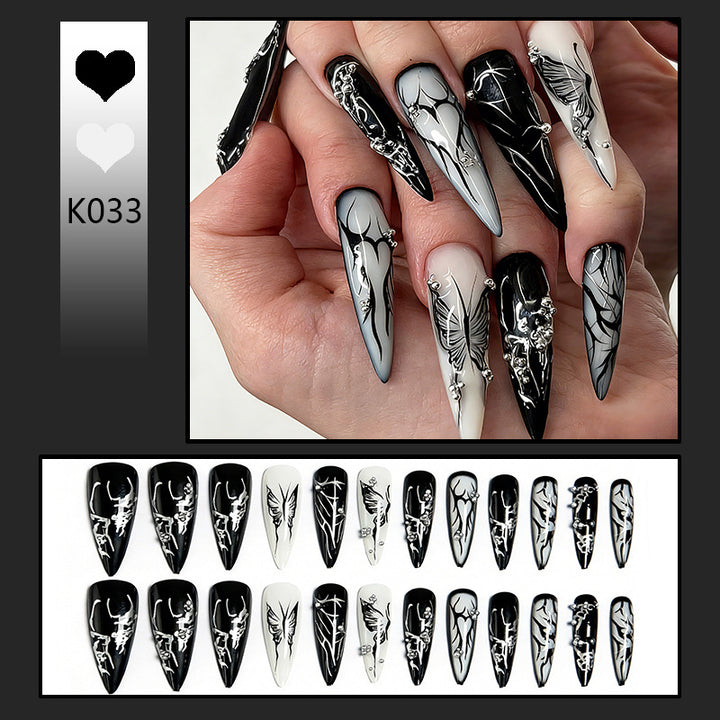 Artificial nail set with elegant geometric designs and creative metallic accents Stornfield