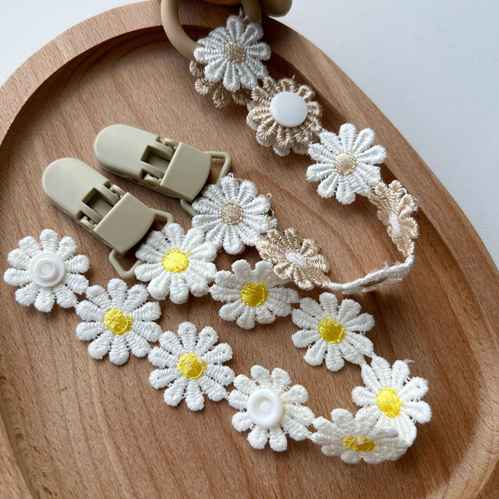 Handcrafted Floral Lace Pacifier Holder Lanyard with Safety Snap Clip