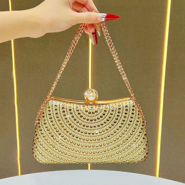 Decorative Crystal-Studded Evening Handbag