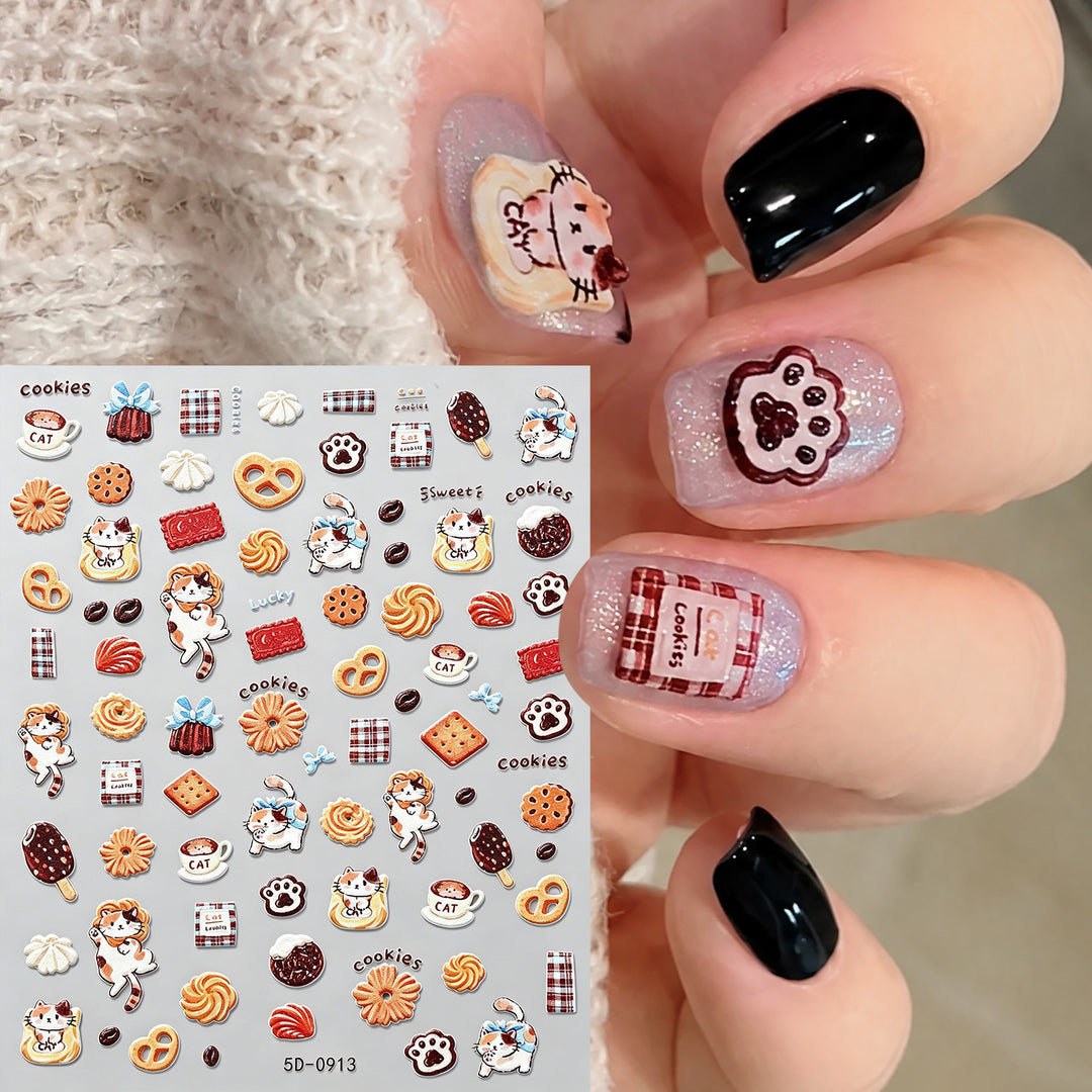 Creative Dessert-Themed Nail Art Stickers