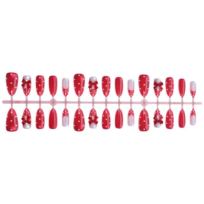 Decorative Press-On Nail Set with Bow Accents Stornfield