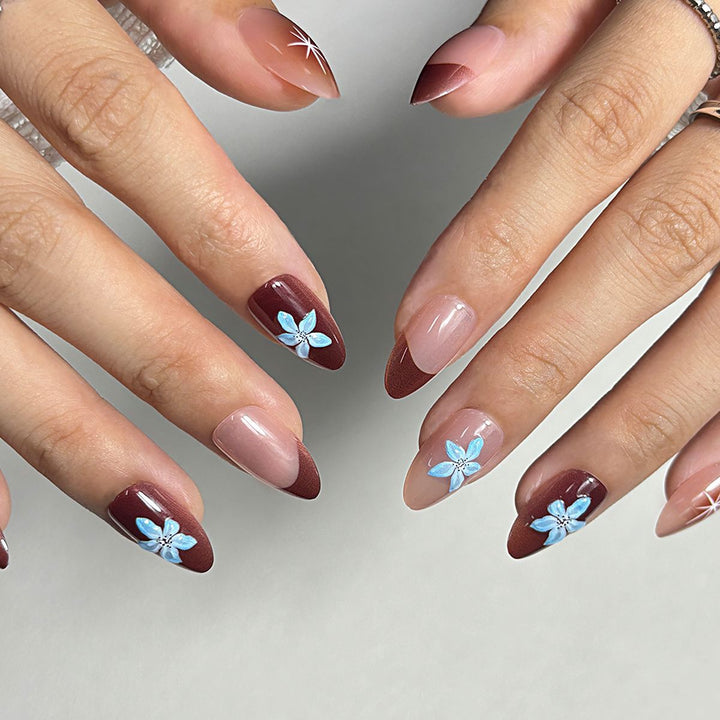 Elegant Floral Press-On Nail Set Stornfield