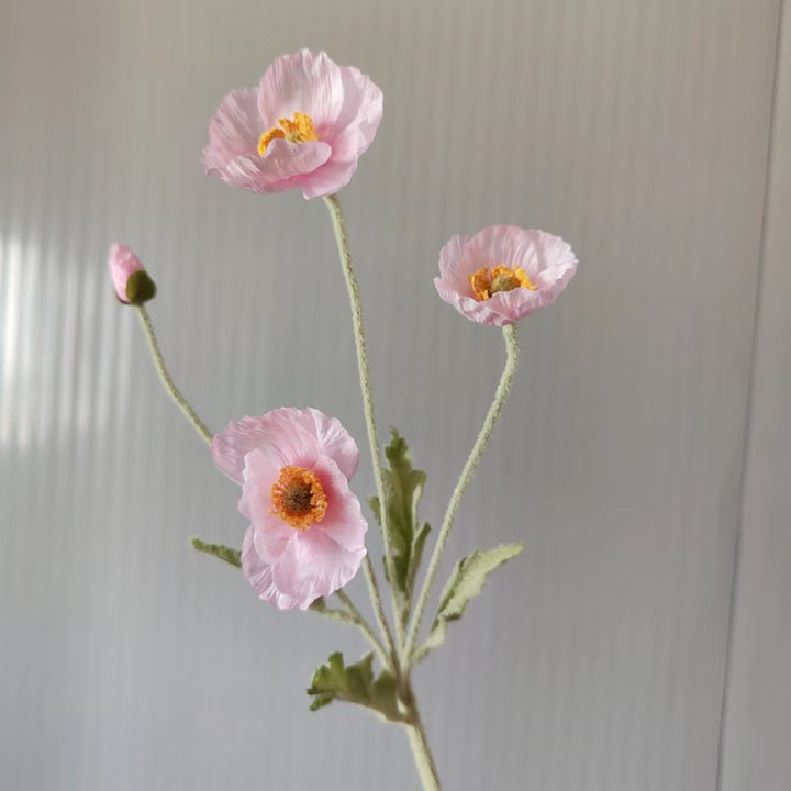 Lifelike Poppy Flower Stem