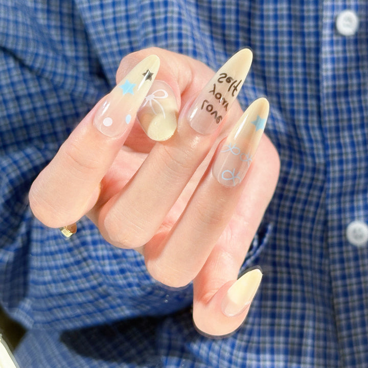 Decorative Press-On Nail Set with Whimsical Patterns Stornfield