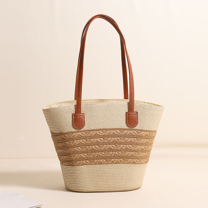 Elegant Bast Tote Bag with Leather Accents Stornfield