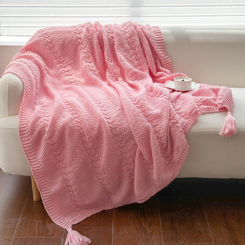 Cable Knit Decorative Throw Blanket