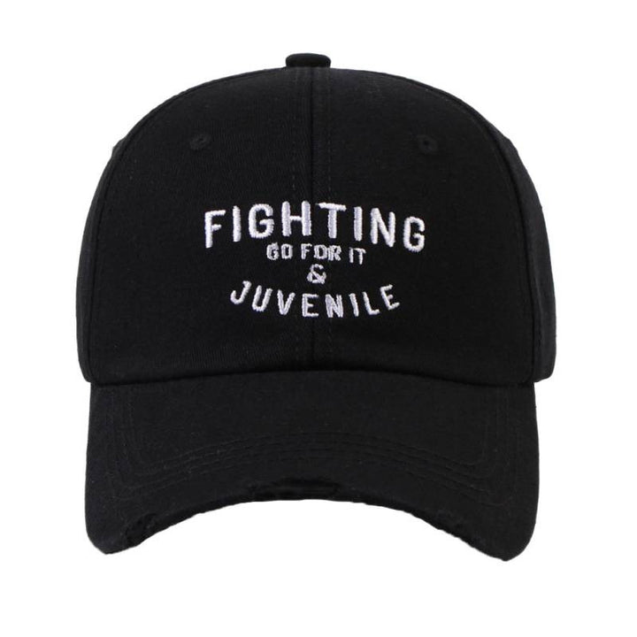 Women's Distressed Cotton Cap with Motivational Embroidery Stornfield
