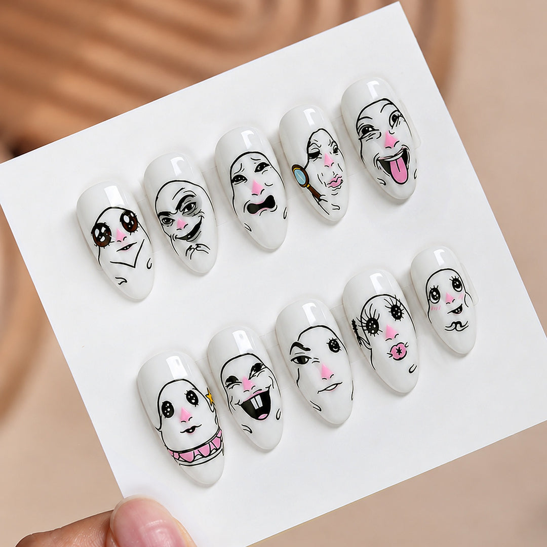 Creative Nail Art Set with Face Designs Stornfield