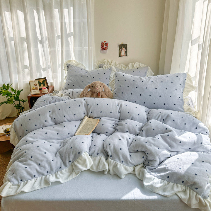 Polka Dot Plush Duvet Set