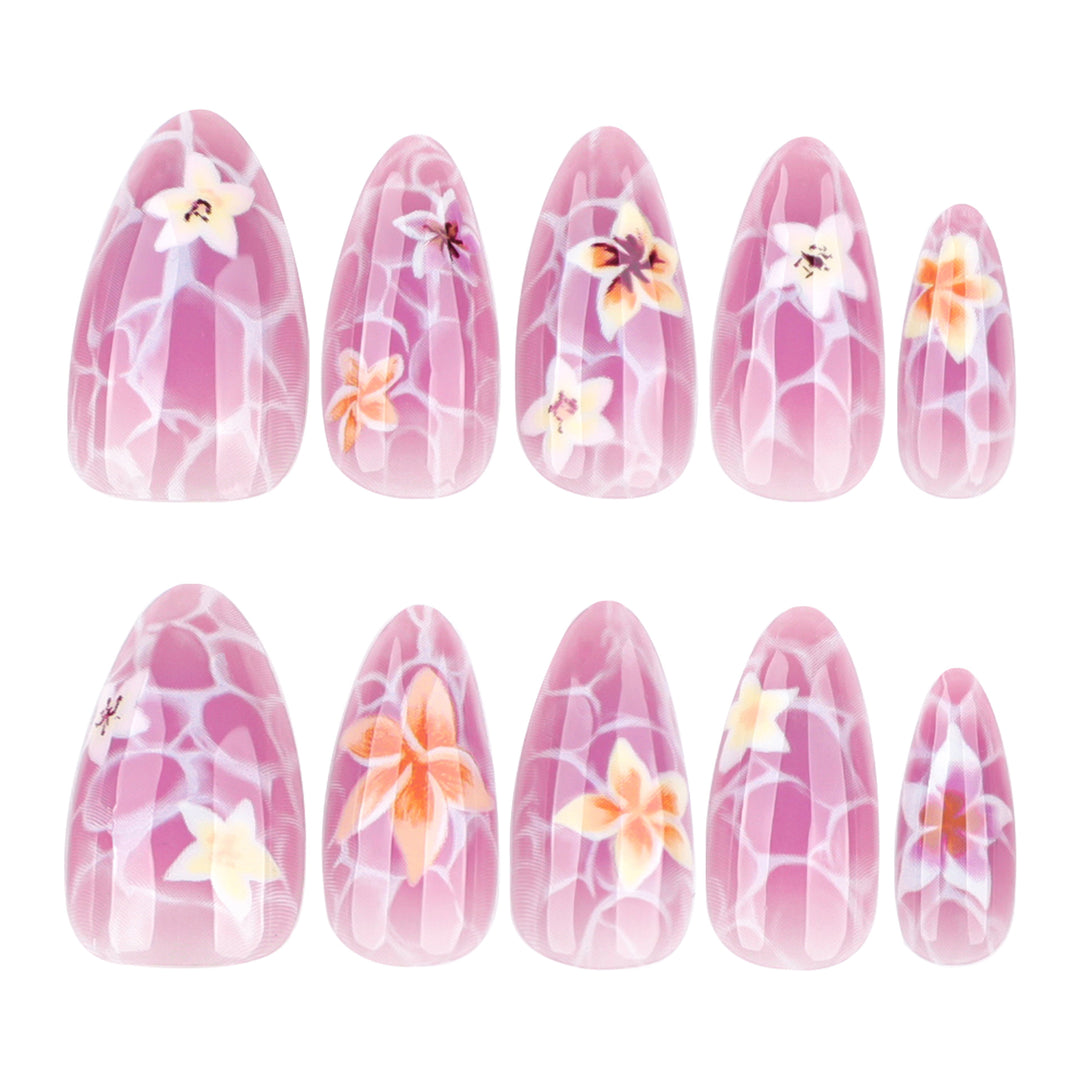 Artistic press-on nails with floral design Stornfield