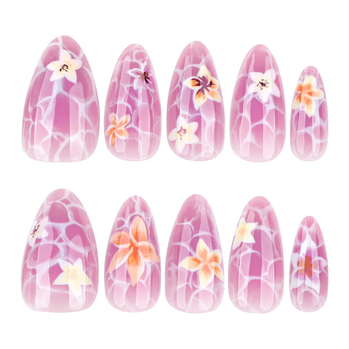 Artistic press-on nails with floral design Stornfield