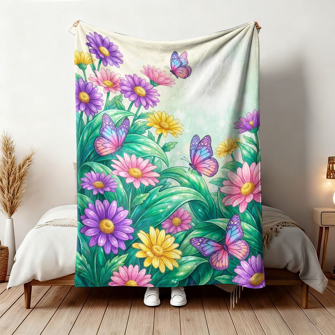Vibrant Floral Print Throw Blanket