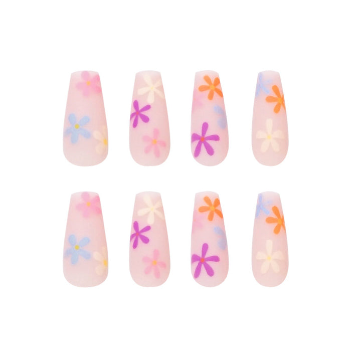 Artificial nail extensions with colorful floral pattern Stornfield
