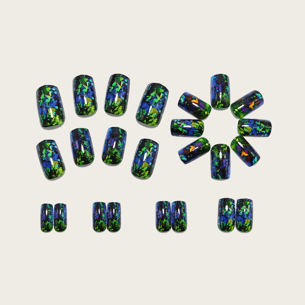 Artificial nails with sparkling glitter design and holographic accents Stornfield