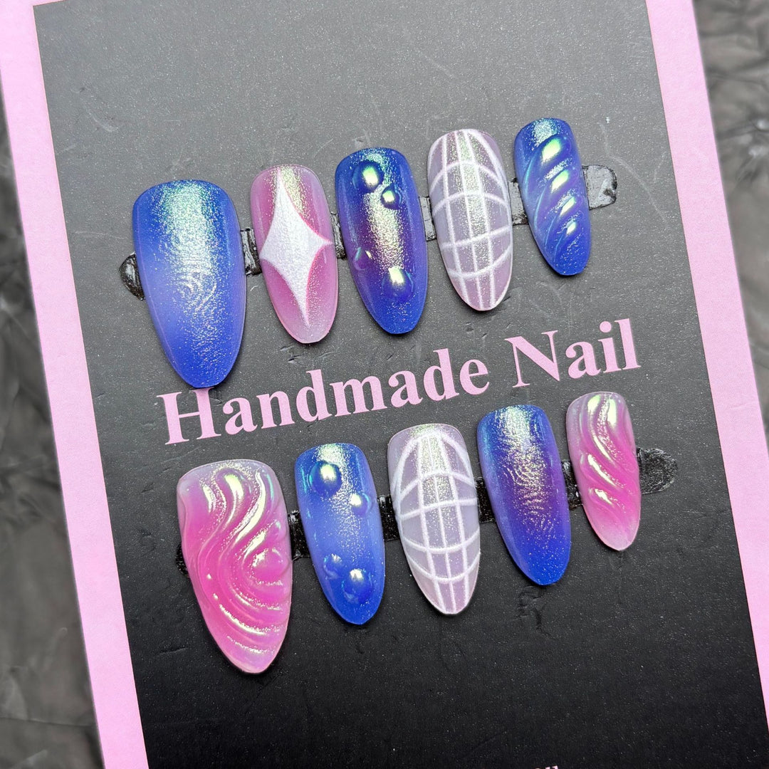 Colorful Gradient Press-On Nail Art Collection