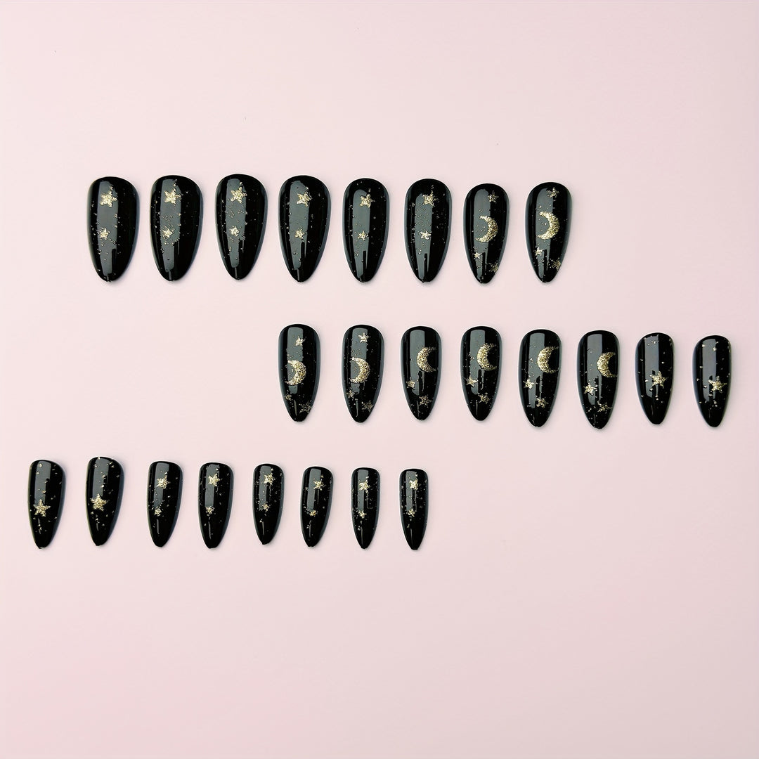 Glamorous nail art in moon and star design Stornfield