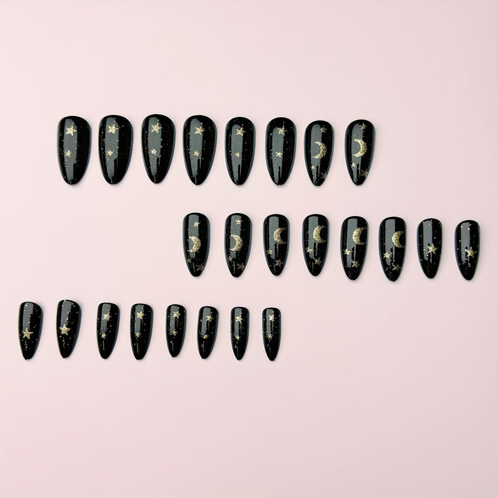 Glamorous nail art in moon and star design Stornfield
