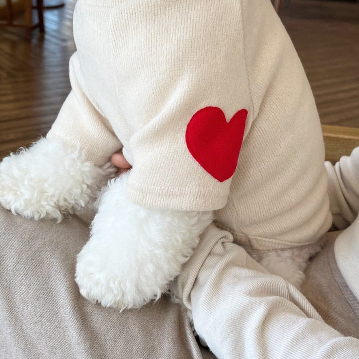 Fleece-Lined Dog Sweater with Heart El Patch