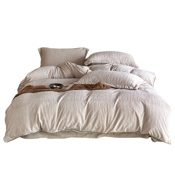 Plush Textured Reversible Duvet Cover Set with Quilted Finish