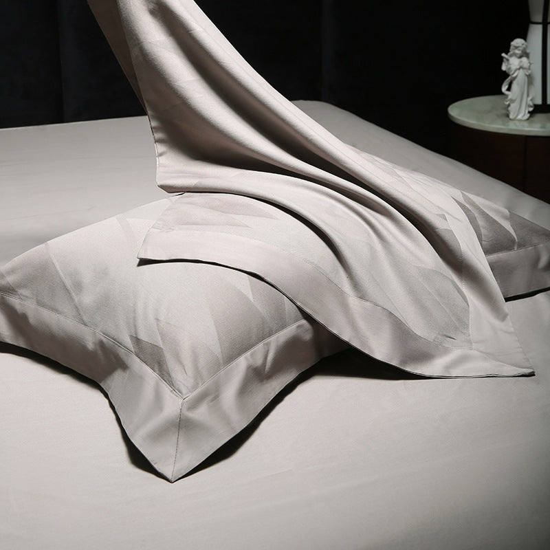 Luxury Jacquard Diamond-Textured Cotton Sateen Duvet Cover Set with Envelope Pillow Shams