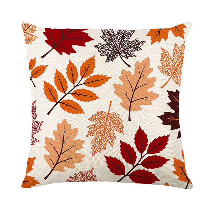 Decorative Harvest-Themed Throw Pillow Covers with Linen Texture