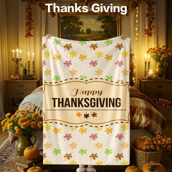 Thanksgiving-Themed Cozy Fleece Blanket